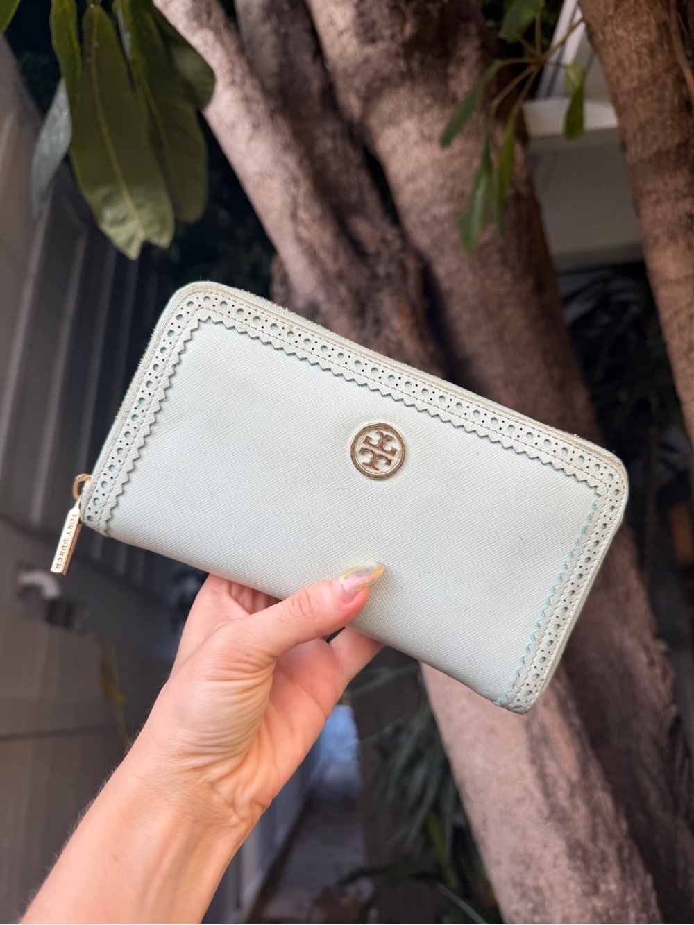 Tory Burch Mint Wallet Large Zip